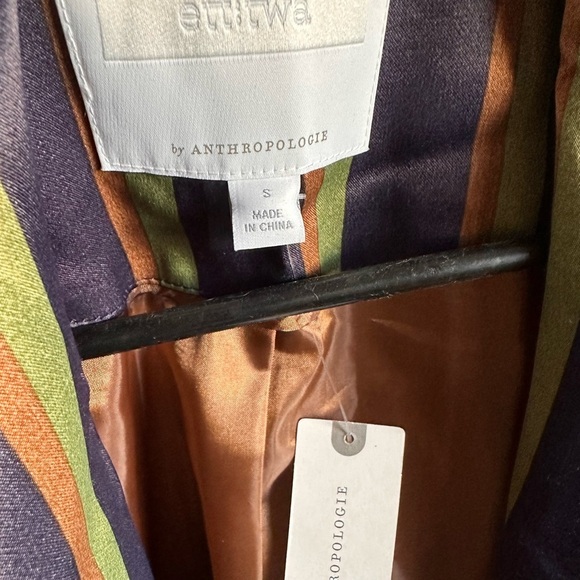 Anthropology Women’s Striped Blazer, Blue Green Copper, Oversized Small - Picture 5 of 5